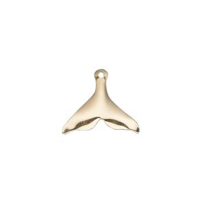 Charm, 14Kt gold-filled, 17x14mm single-sided whale tail. Sold individually.