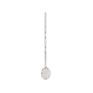 Paddle pin, cubic zirconia and rhodium-plated sterling silver, clear, 1-inch diamond-cut twisted with 6x4.5mm oval, 22 gauge. Sold individually.