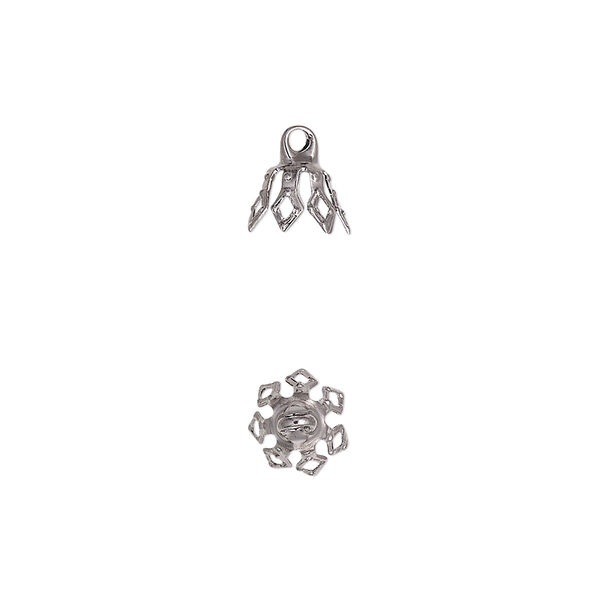 Bead cap, gunmetal-plated brass, 7x5.5mm 7-prong bell, fits 5-7mm bead. Sold per pkg of 500. image number 0