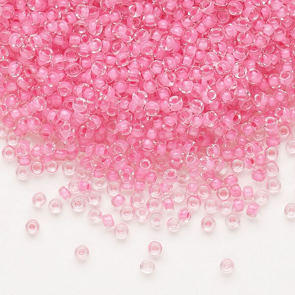 Seed bead, Dyna-Mites™, glass, pkg/40g, #11 round, translucent inside dyed color dusty rose, (208 11/0 RR). image number 0
