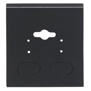 Earring card, PVC plastic, opaque black, 2x2 inch square, fits 2 pairs. Sold per pkg of 100.