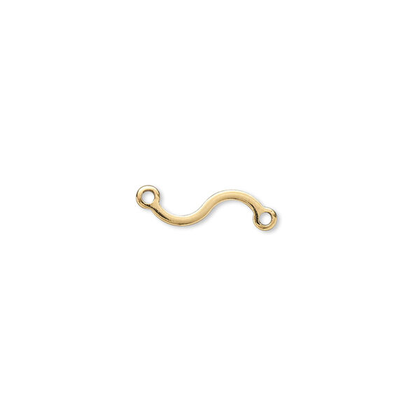Link, gold-plated brass, 11x4mm flat wave. Sold per pkg of 100. image number 0