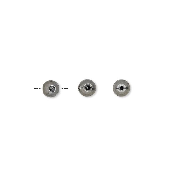 Crimp, Screw-Tite Crimps™, gunmetal-plated copper, 4mm round, for wire up to 0.024 inches. Sold per pkg of 144 (1 gross). image number 0