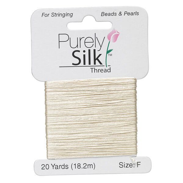 Thread, Purely Silk™, ecru, size F. Sold per 20-yard card. image number 0