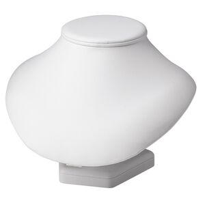 Display, necklace, leatherette, white, 6-3/4 x 8-1/2 x 6-1/2 inch pedestal. Sold individually.