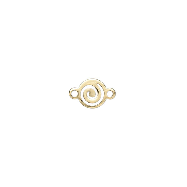 Link, gold-plated brass, 7mm round swirl. Sold per pkg of 20. image number 0