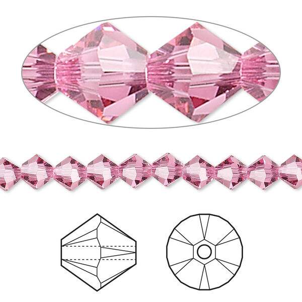 Bead 24pk rose, Crystal Passions® 5mm bicone 5328 image number 0