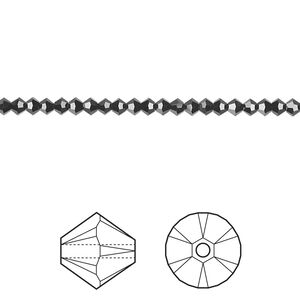 Bead 48pk jet, Crystal Passions® 2.5mm bicone 5328