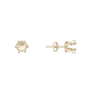 Earstud 1pkg2 Snap-Tite® 14Kt gold-filled, 6mm round 6-prong setting / earnuts, 1 pair