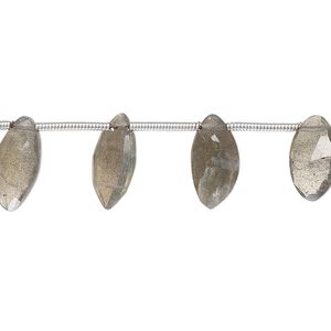 Labradorite 1pkg17, hand-cut top-drilled faceted puffed marquise bead natural 9x5mm-15x6mm