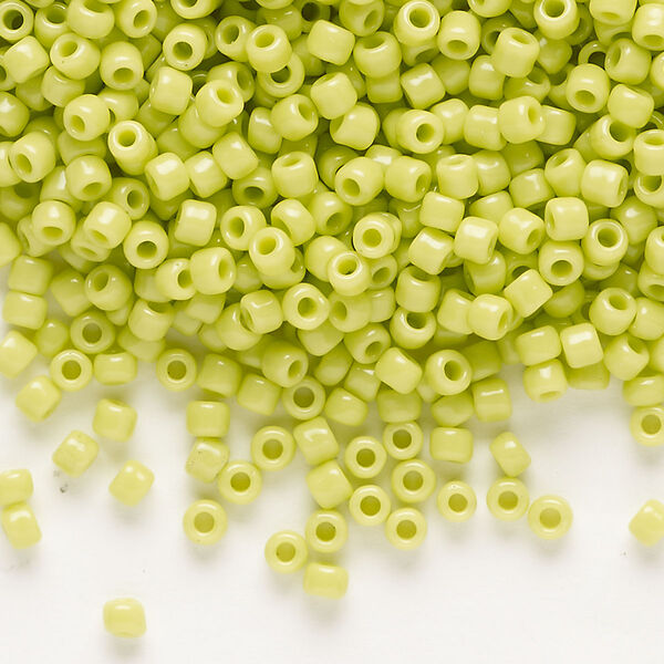 Seed bead, Dyna-Mites™, glass, opaque light green, #8 round. Sold per 40-gram pkg. image number 0