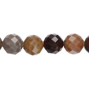 Petrified wood 1pkg1, faceted round bead natural 8 inch 10mm