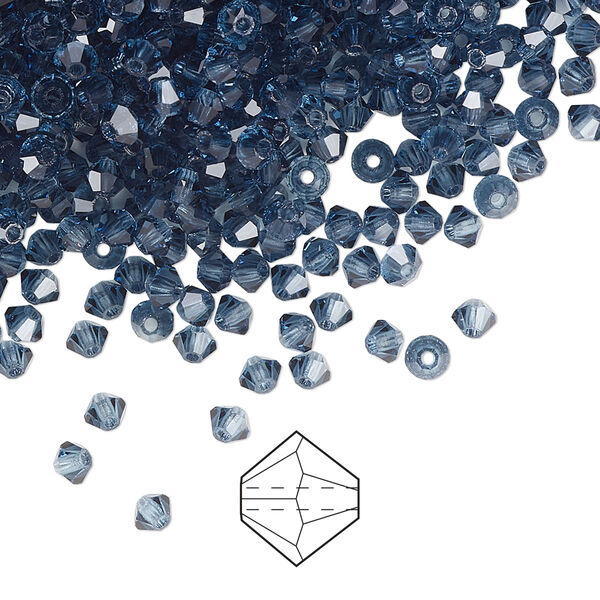 Bead 1440pk Montana, Preciosa Czech crystal 3mm bicone image number 0
