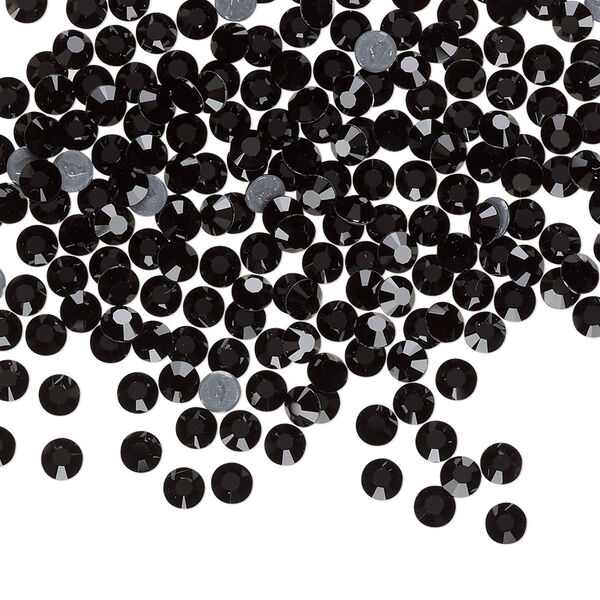 Flat back, Dance With Me™ crystal hotfix rhinestone, jet, foil back, 3-3.2mm rose, SS12. Sold per pkg of 144 (1 gross). image number 0