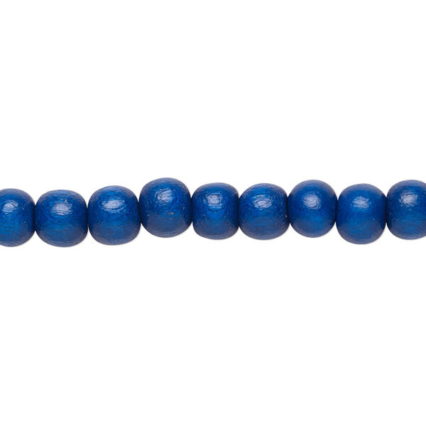 Bead, Taiwanese cheesewood (dyed / waxed), dark blue, 5-6mm round. Sold per pkg of (2) 15-1/2" to 16" strands. image number 0