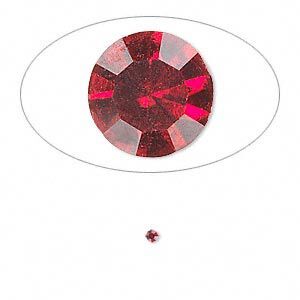 Chaton, glass rhinestone, Siam, foil back, 1.7-1.8mm faceted round, PP11. Sold per pkg of 72.