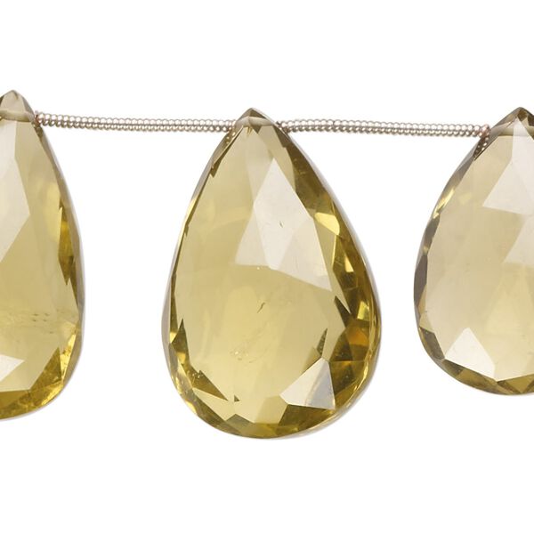 Golden quartz 1pkg11, hand-cut top-drilled faceted puffed teardrop bead 22x16mm-27x18mm image number 0