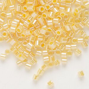 Seed bead, Delica®, glass, pkg/250g, #8 round, opaque inside dyed color luster light daffodil (DBL-0233).