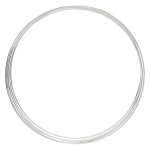 Memory wire, Beadalon®, silver-plated carbon steel, 4-5/8 inch round necklace, 1mm thick extra heavy duty. Sold per 0.5-ounce pkg, approximately 5 loops.