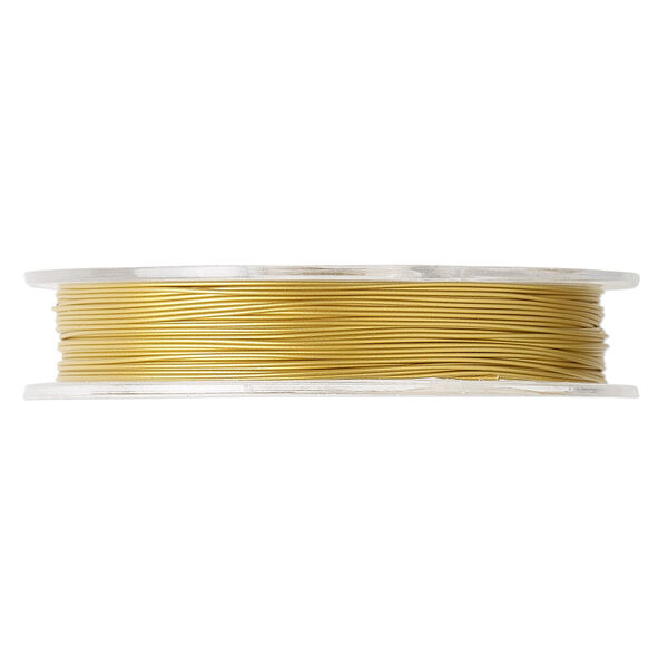 Beading wire, Tigertail™, nylon-coated stainless steel, gold, 7 strand, 0.015-inch diameter. Sold per 100-foot spool. image number 0