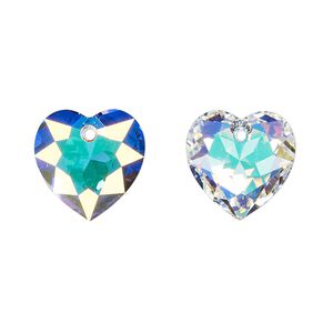 Drop 24pk crystal AB, Swarovski® 14.5mm pendant heart cut 6432