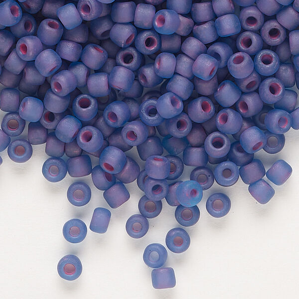 Seed bead, Dyna-Mites™, glass, transparent matte inside color blue lilac, #6 round. Sold per 1/2 kilogram pkg. image number 0