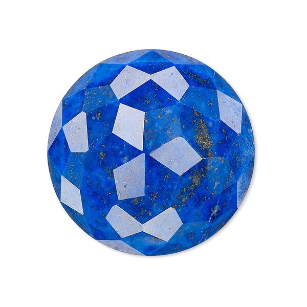 Cabochon, lapis lazuli (natural), 30mm calibrated cube-cut round, B grade, Mohs hardness 5 to 6. Sold individually. image number 0