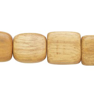 Bead, madre de cacao wood (waxed), 16mm flat square. Sold per 15-1/2" to 16" strand.