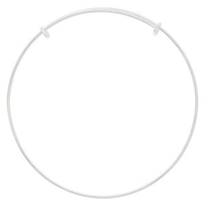 Bracelet, bangle, sterling silver, 1mm wide, adjustable from 8-10 inches. Sold individually.
