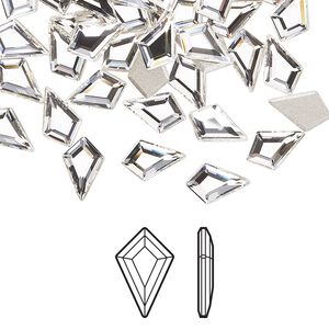 Flat back 216pk crystal foil back, Swarovski® 8.6x5.6mm kite 2771