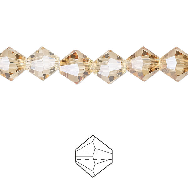 Bead 72pk translucent crystal golden shadow, Celestial Crystal® 8mm bicone image number 0