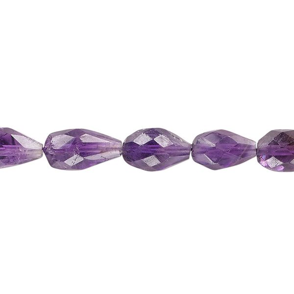 Amethyst 1pkg1, hand-cut faceted teardrop bead natural 15.5-16 inch 8x5mm-12x7mm image number 0