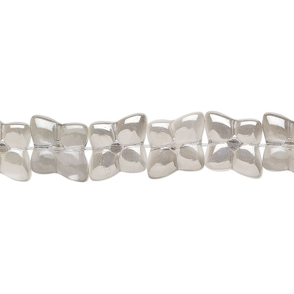 Bead, glass, translucent grey, 9mm flower. Sold per 15-1/2" to 16" strand. image number 0