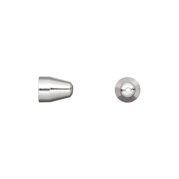 Cone, silver-finished brass, 8x6mm seamless with 5.5mm inside diameter. Sold per pkg of 100. image number 0