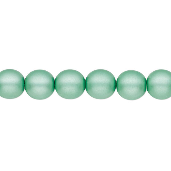 Bead, Czech pearl-coated glass druk, opaque matte sea foam green, 8mm round. Sold per 15-1/2" to 16" strand. image number 0