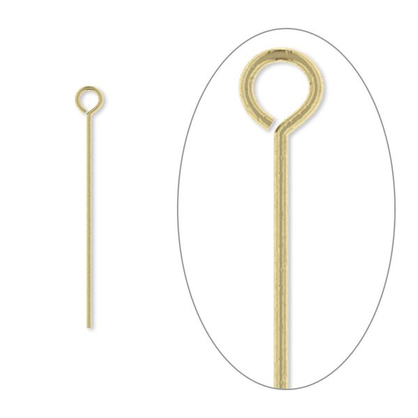 Eye pin, antique silver-plated brass, 1 inch, 24 gauge. Sold per pkg of 100. image number 0