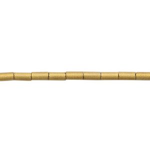 Bead, glass, translucent matte gold AB, 5x2.5mm round tube. Sold per 15-1/2 to 16-inch strand.