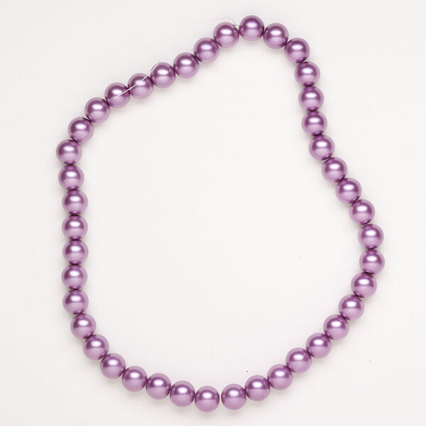 Bead glass 1pk 9-10mm round, opaque purple 15.5-16 inch coated image number 0