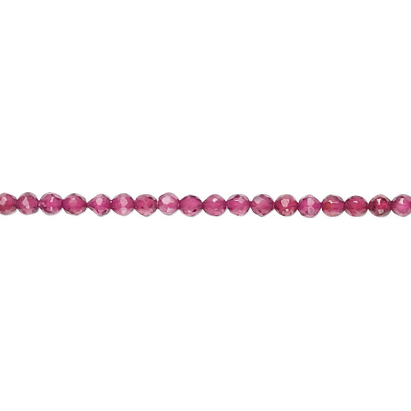 Bead, hydrabadi garnet (dyed), 2-2.5mm hand-cut faceted round with 0.4-0.6mm hole, B grade, Mohs hardness 7 to 7-1/2. Sold per 16-inch strand. image number 0