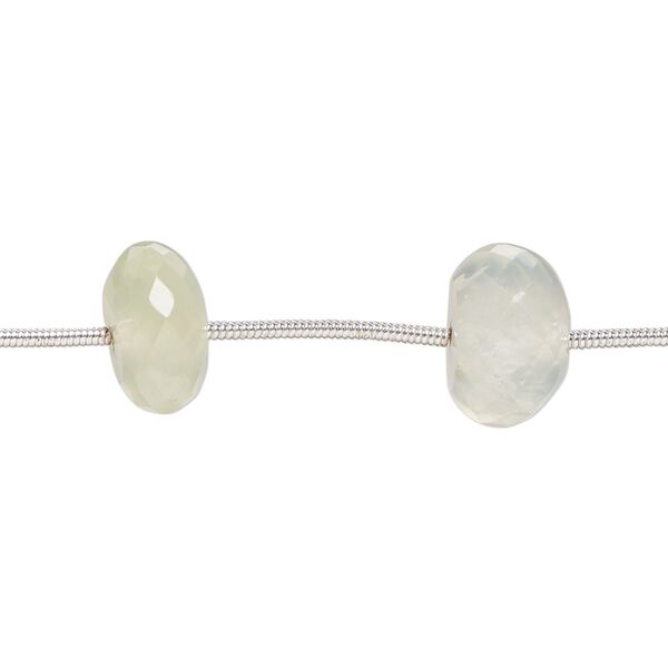 Prehnite 1pkg7, hand-cut top-drilled faceted rondelle bead natural 10x5mm-14x8mm image number 0