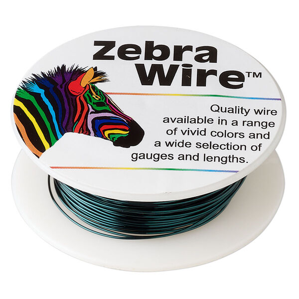 Wire, Zebra Wire™, color-coated copper, forest green, round, 24 gauge. Sold per 20-yard spool. image number 0