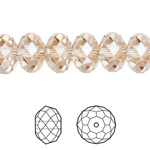 Bead 2pk crystal golden shadow, Crystal Passions® 12x8mm rondelle 5040