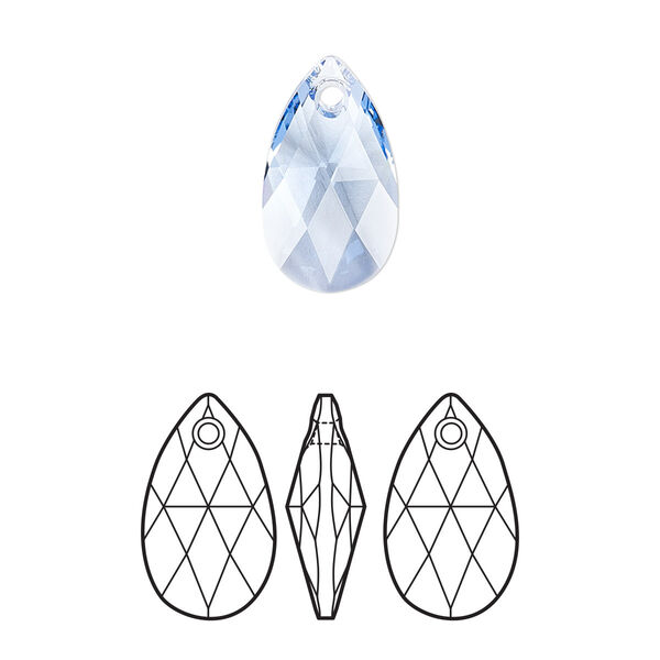 Drop 144pk light sapphire, Swarovski® 16x9mm pendant pear 6106 image number 0