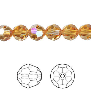 Bead 1pkg288 dark orange TCF™, Swarovski®, 8mm faceted round 5000