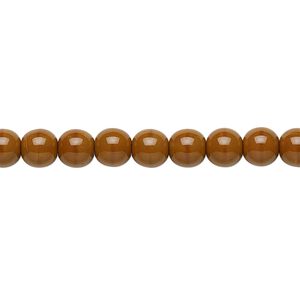 Bead, Preciosa, Czech glass druk, opaque brown, 6mm round. Sold per 15-1/2" to 16" strand.