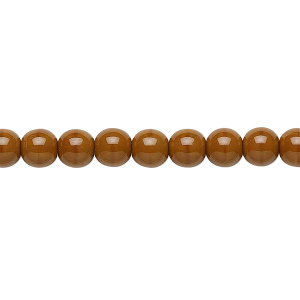 Bead, Preciosa, Czech glass druk, opaque brown, 6mm round. Sold per 15-1/2" to 16" strand. image number 0