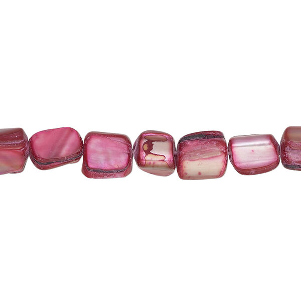 Mother-of-pearl shell 1pkg1, triangle tube bead 15 inch magenta 6x5mm-9x8mm image number 0