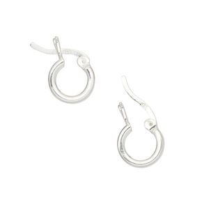 Earring hoop 1pkg2 sterling silver, 10mm round / latch-back, 1 pair