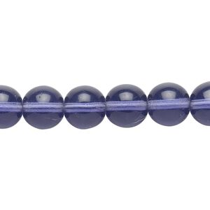 Bead, Czech glass druk, transparent lilac, 10mm round. Sold per 15-1/2" to 16" strand.