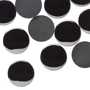 Flat back, vintage glass, opaque hematite, 13mm flat round. Sold per pkg of 35.